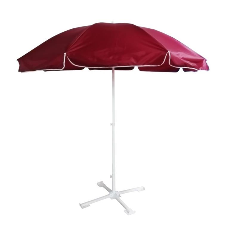 Guarda-sol vermelho com estrutura branca