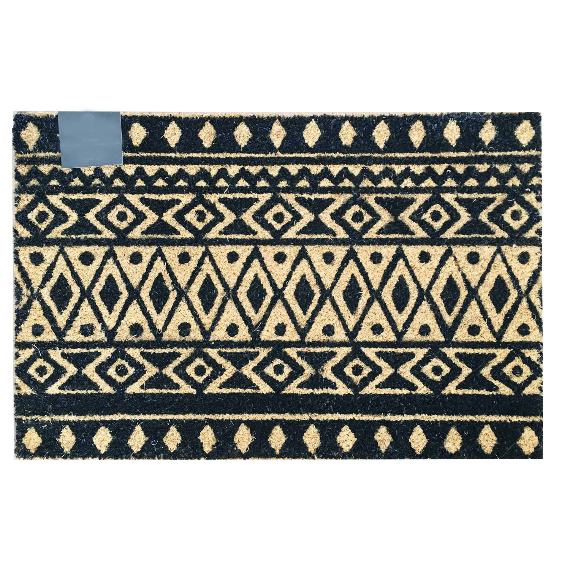 Tapete geométrico azul e bege rectangular com textura