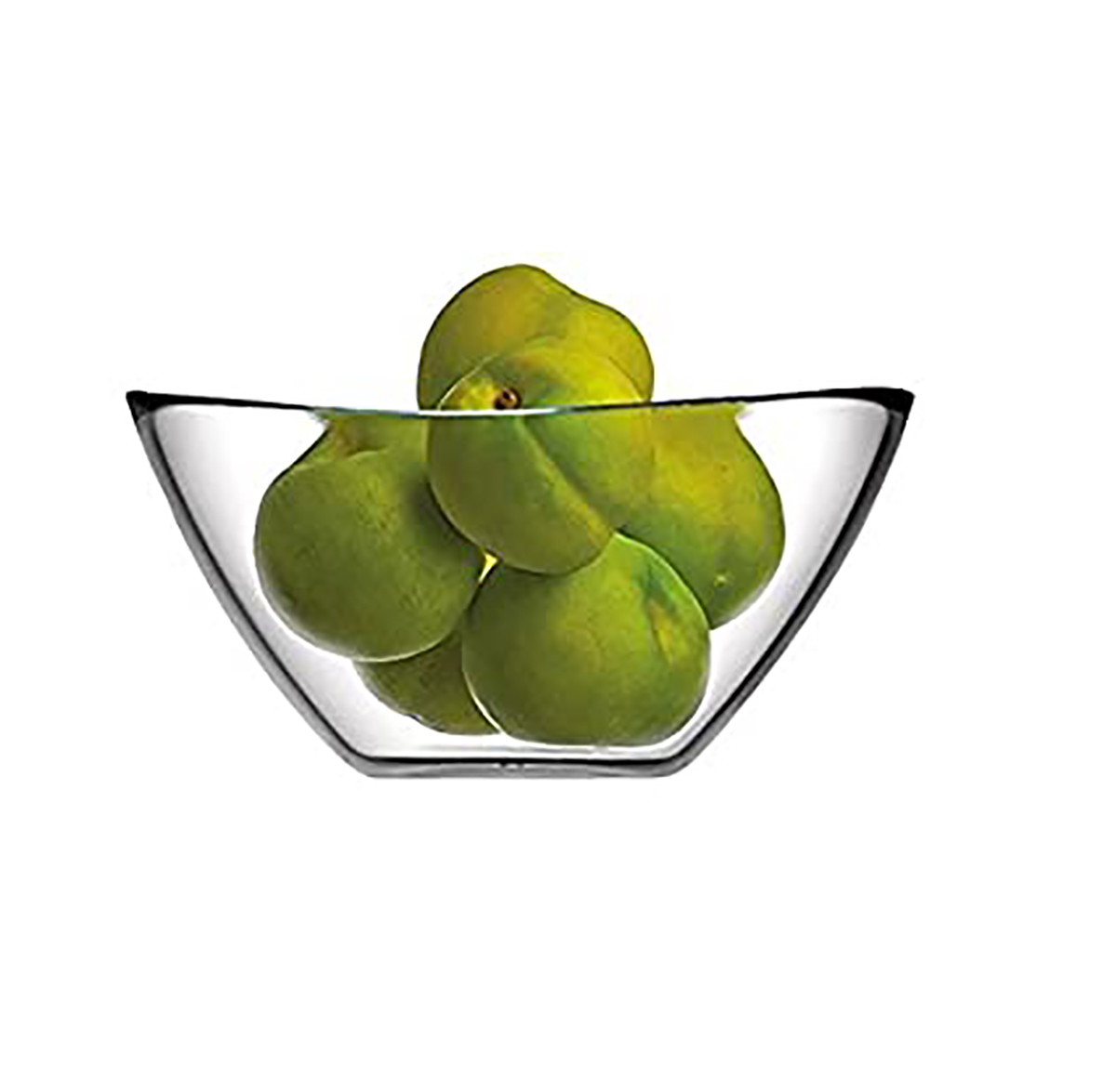 Tigela de vidro com frutas verdes