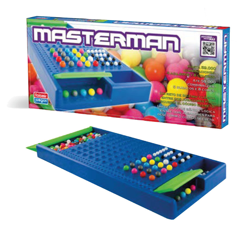 Jogo de tabuleiro azul MASTERMAN com bolas coloridas
