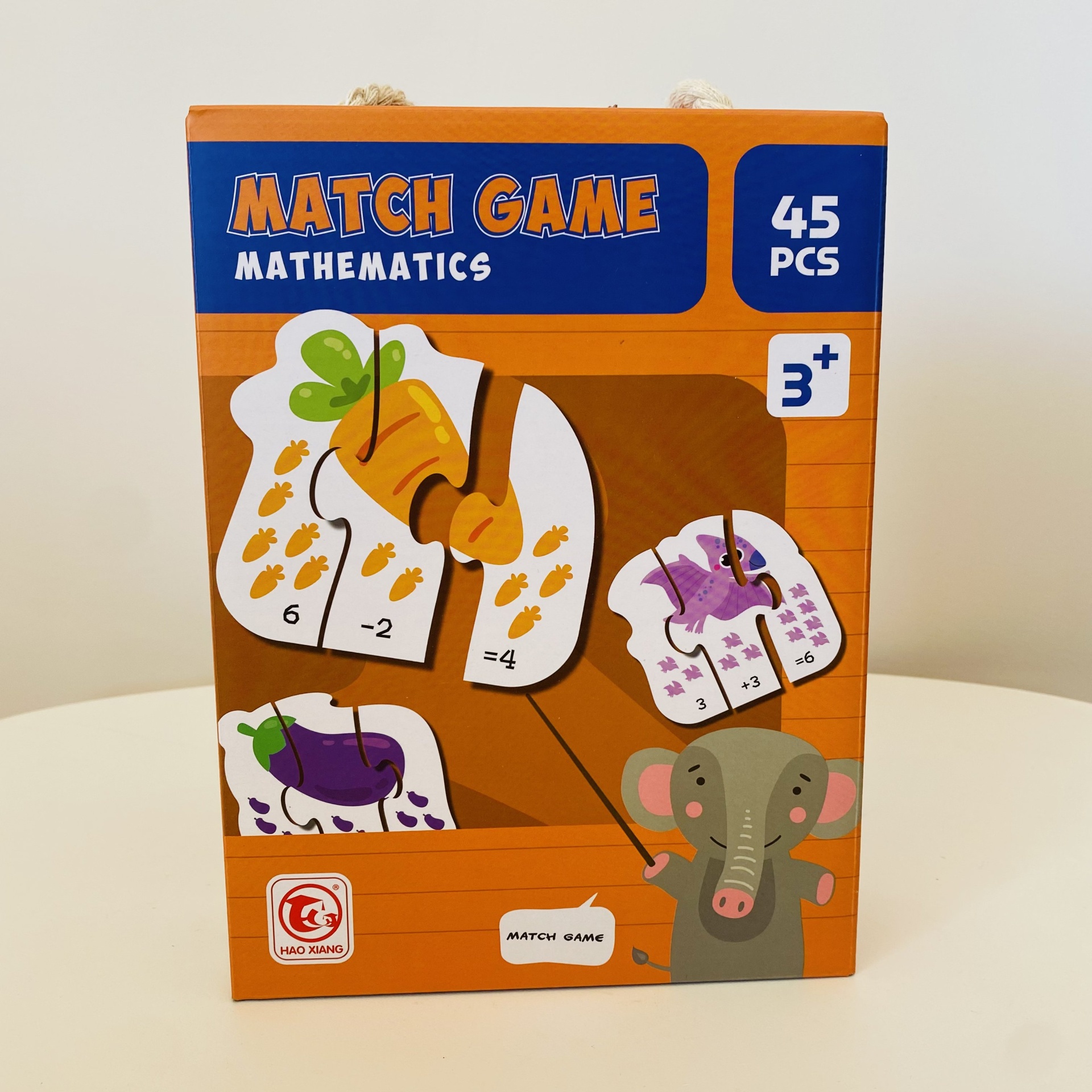 Caixa de jogo de correspondência matemática para crianças com 45 peças e imagens coloridas