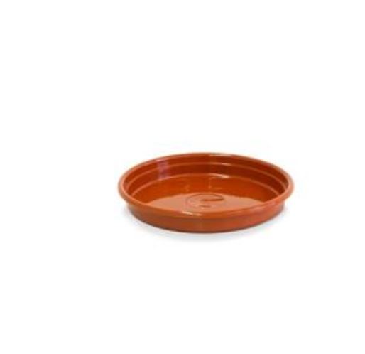 Prato redondo terracota liso com bordas simples