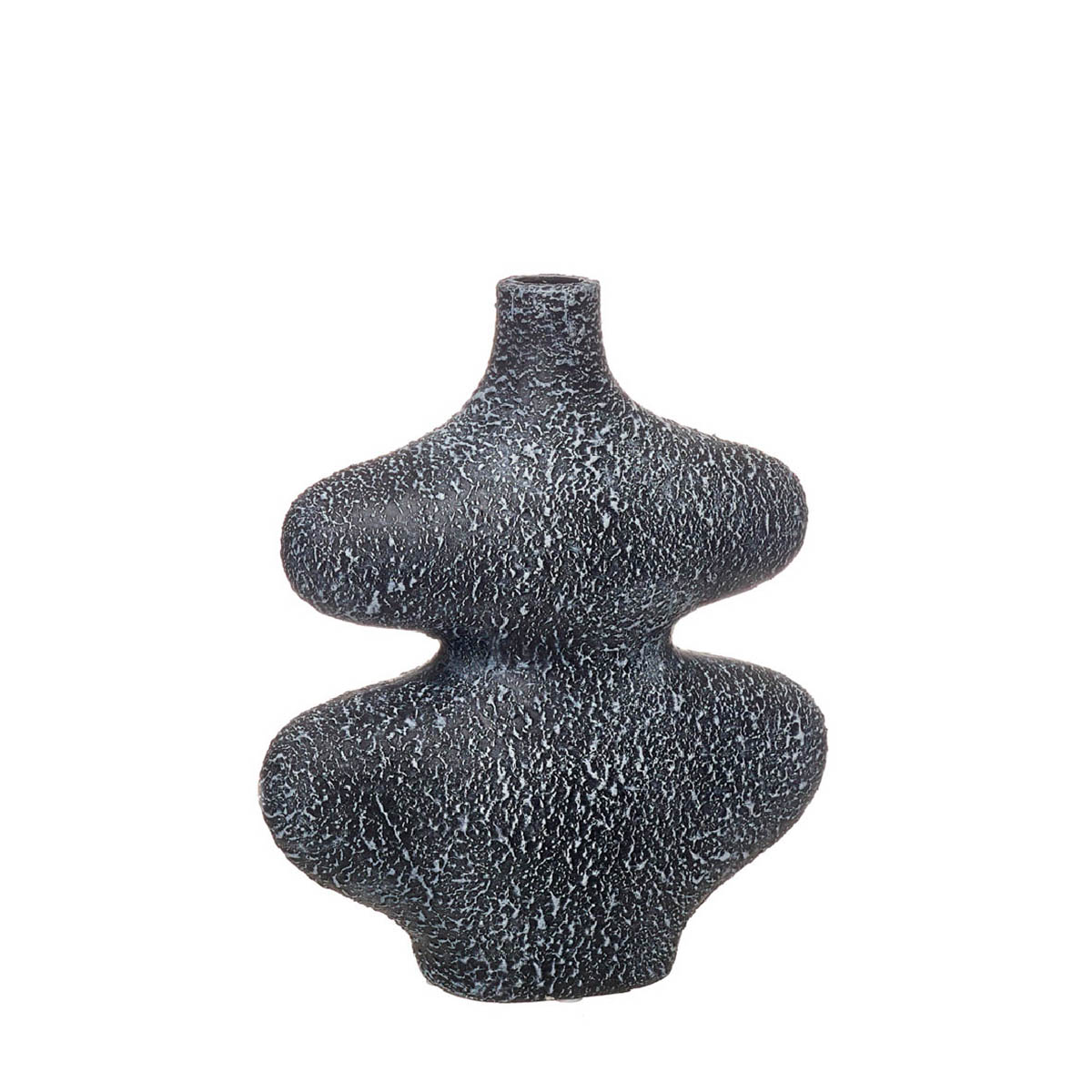 Vaso decorativo preto texturizado com formato curvo único