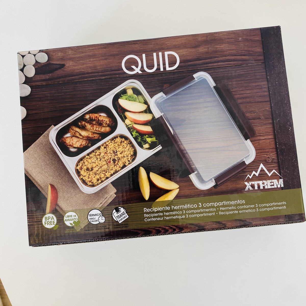 Recipiente térmico QUID XTREM com 3 compartimentos em embalagem