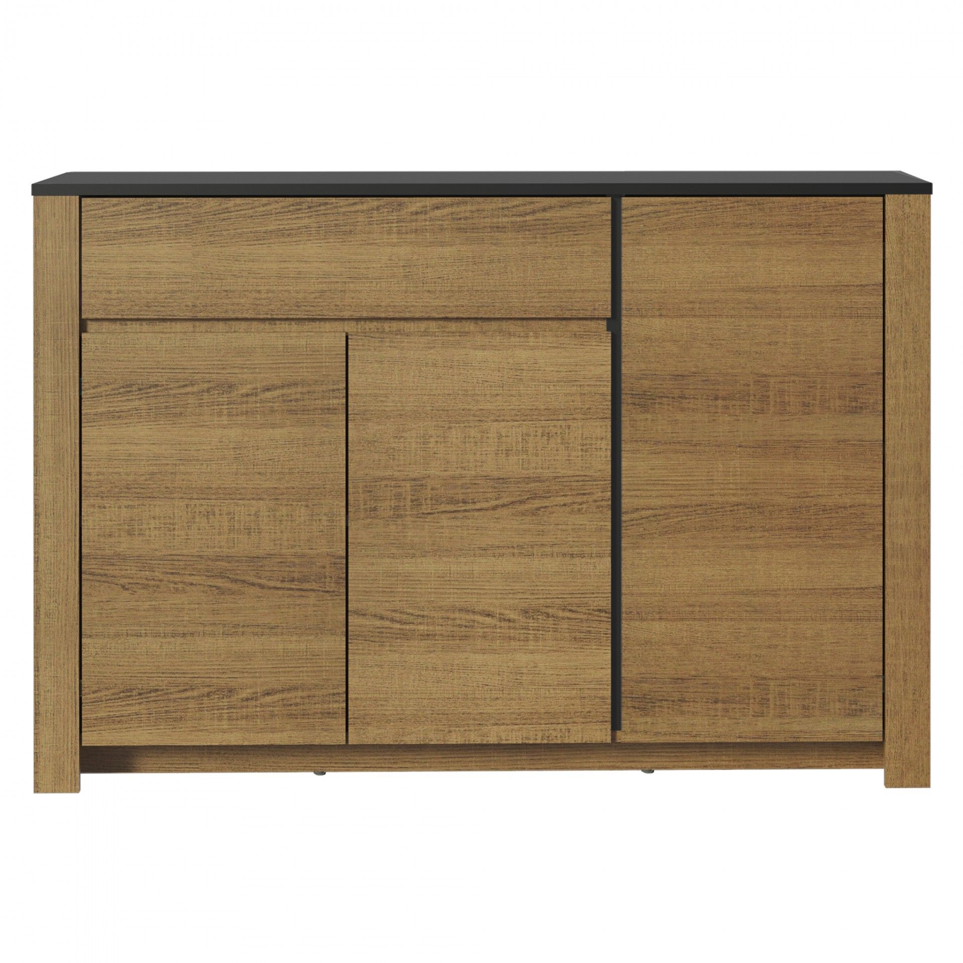 Móvel de arrumação moderno em madeira castanha com tampo preto