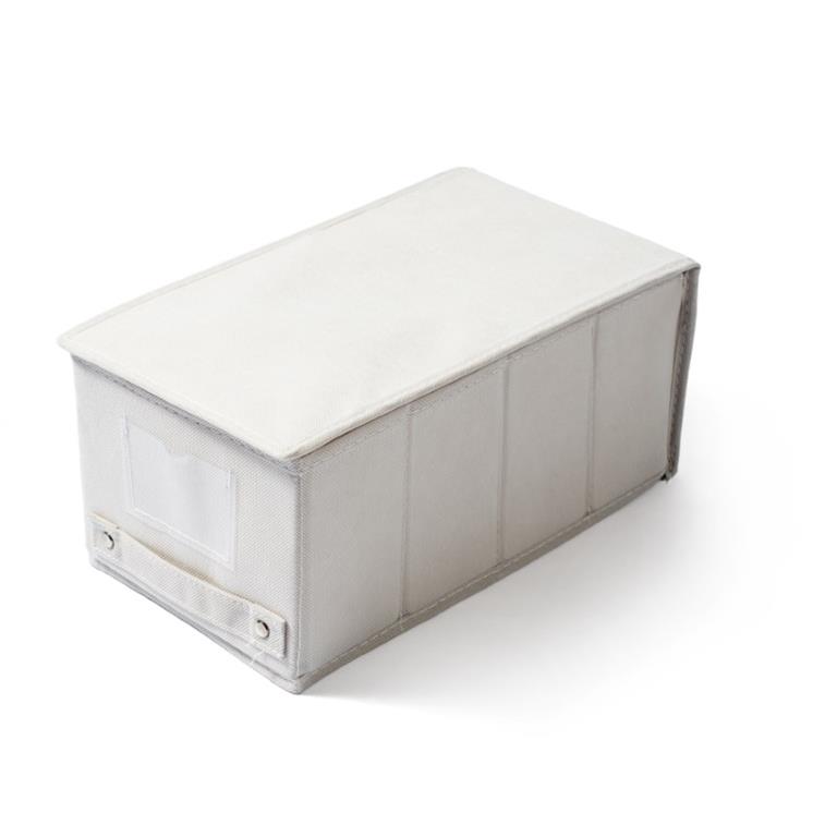 Caixa de arrumação branca em tecido com tampo e alça