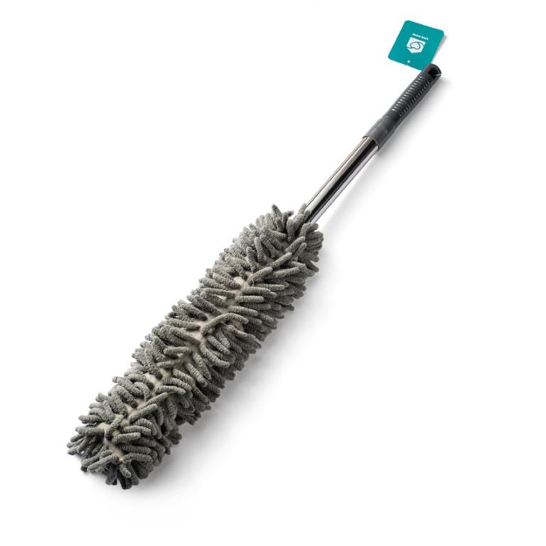 Pólo de limpeza com microfibra cinzenta e cabo preto