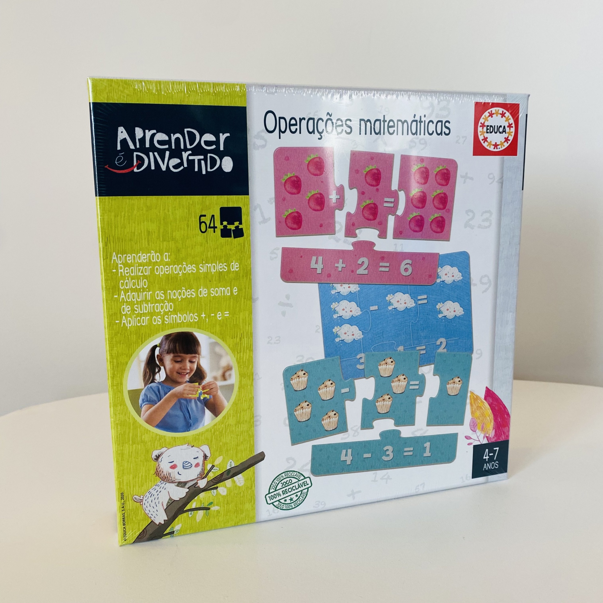 Caixa de jogo educativo operações matemáticas para crianças 4 a 7 anos