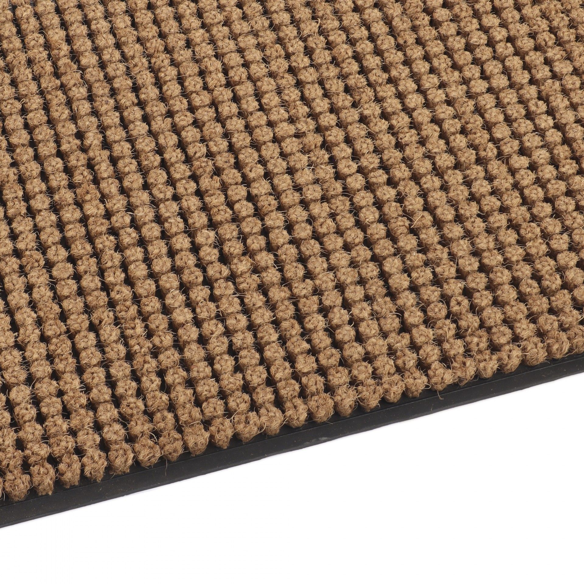 Tapete castanho com textura de barras verticais e borda preta