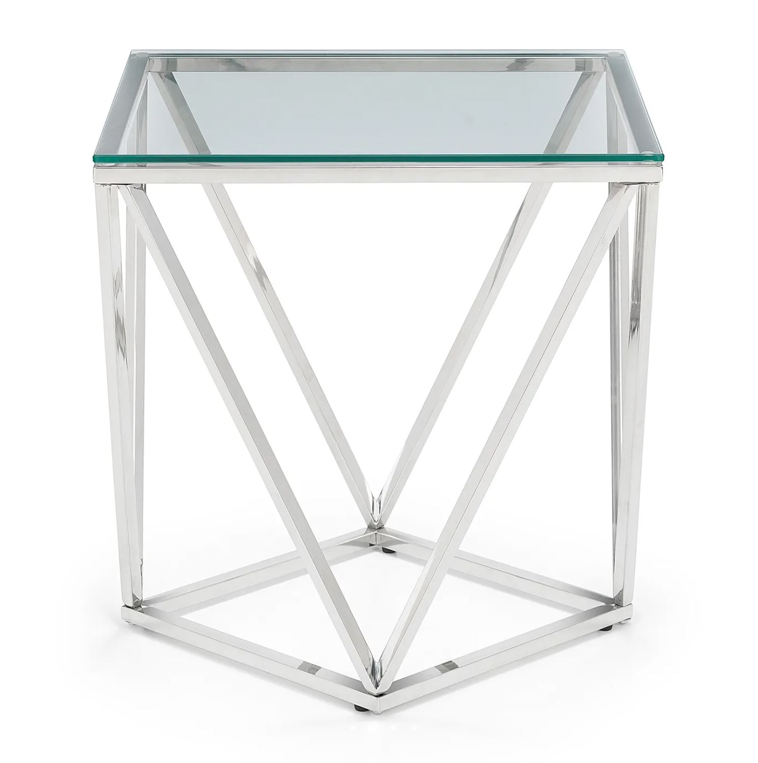 Mesa de apoio metálica com tampo de vidro