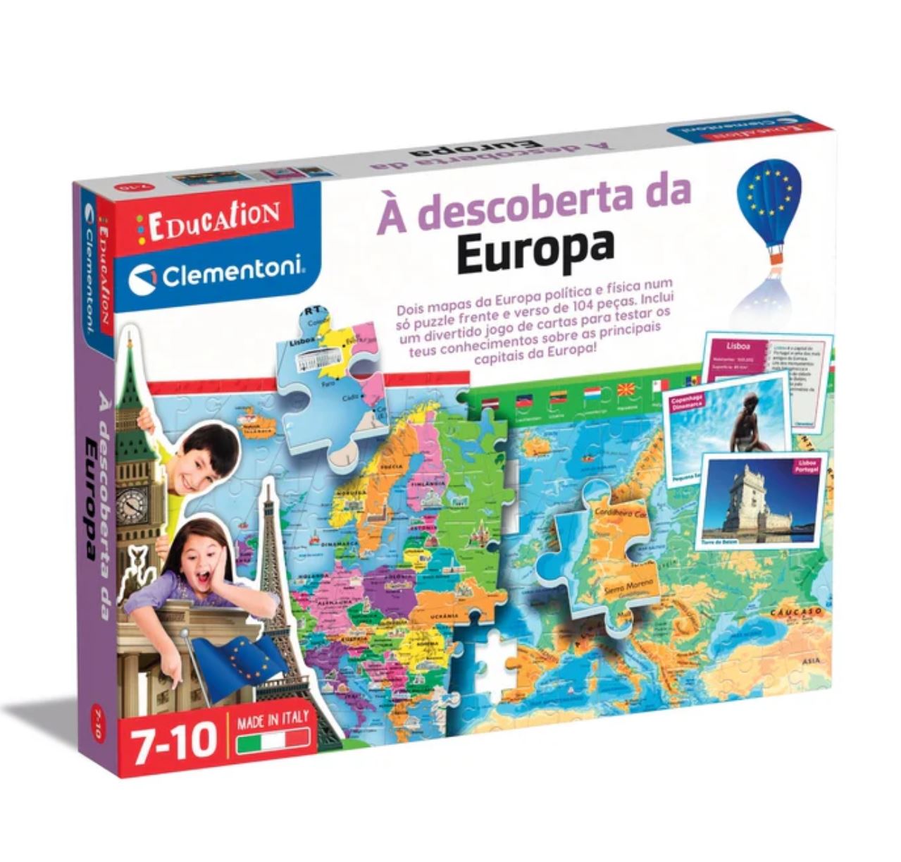 Quebra-cabeça educativo Clementoni mapa político da Europa para crianças 7-10 anos