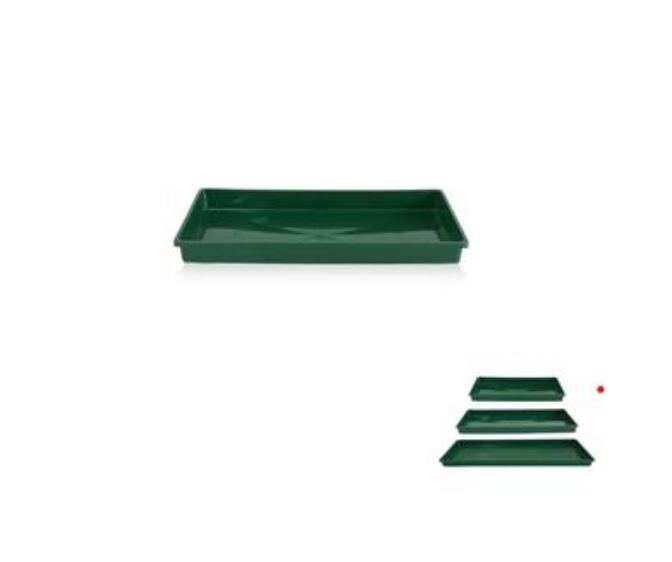Bandeja retangular de plástico verde, quatro tamanhos diferentes