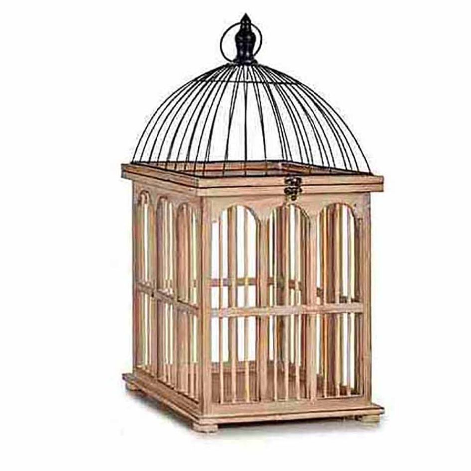 Gaiola decorativa de madeira e metal com formato de cúpula preta