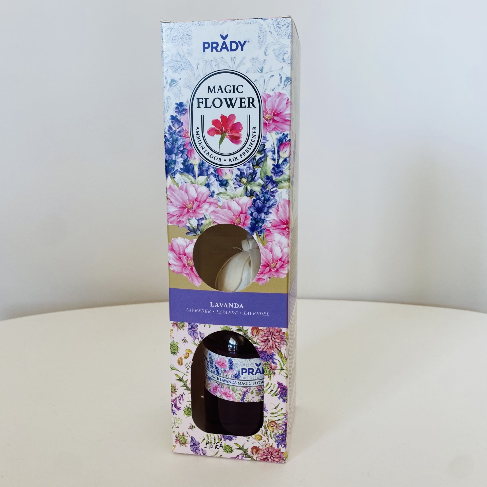 Caixa de incenso PRADY Magic Flower lavanda decorada com flores e aberturas circulares