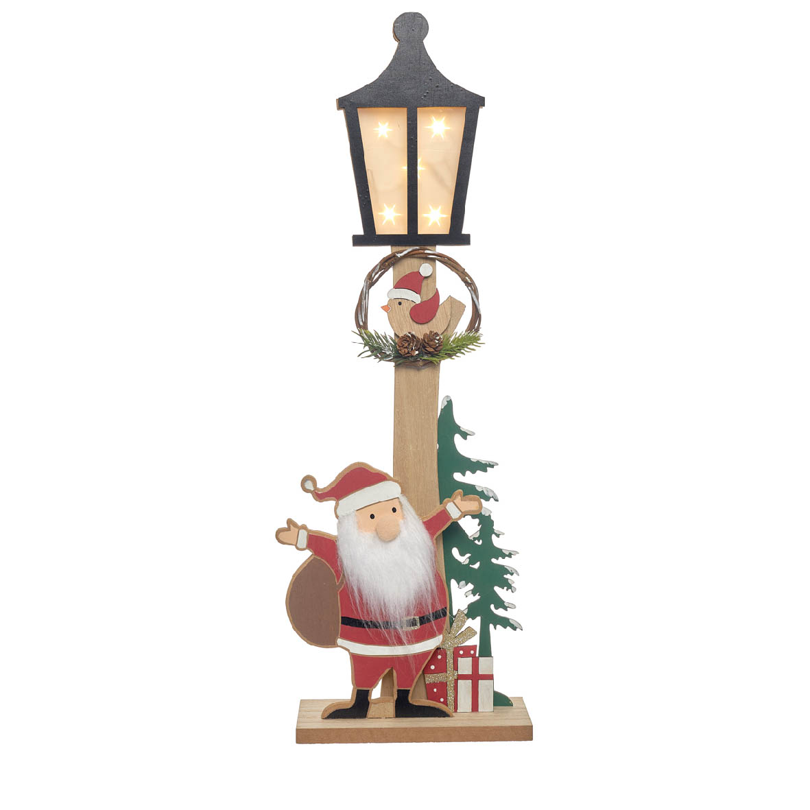 Luminária decorativa de Natal com Pai Natal, árvore e luz