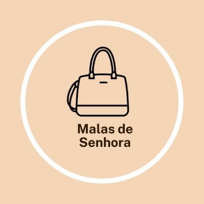 Ícone de mala de senhora preta com texto 'Malas de Senhora' em fundo bege