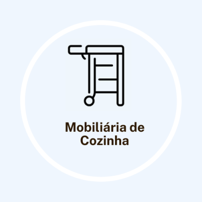 Ícone de mobiliária de cozinha com texto 'Mobiliária de Cozinha'