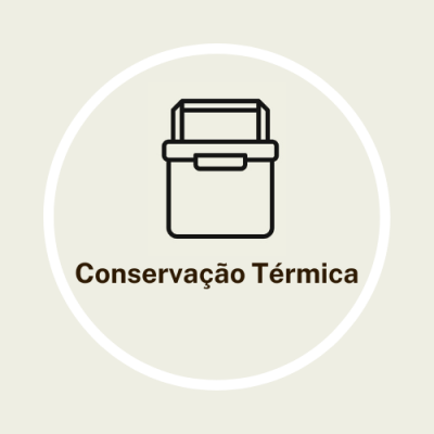 Ícone de recipiente para conservação térmica com texto