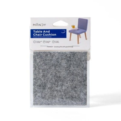 Coussinete quadrado cinzento para mesas e cadeiras em embalagem transparente