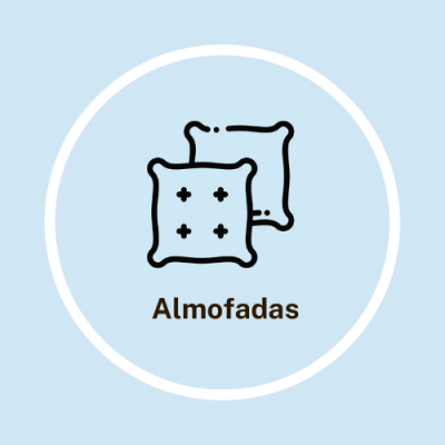 Ícone de almofadas com texto Almofadas