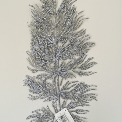 Picker decorativo folha com glitter prateado e etiqueta de preço