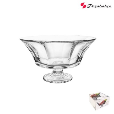 Taça sobremesa em vidro transparente com base redonda e pétalas gravadas