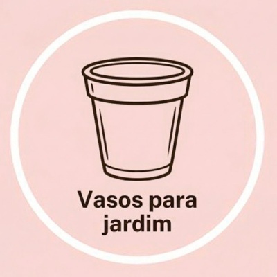 Ícone de vaso de jardim com texto Vasos para jardim