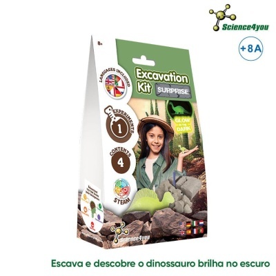 Kit de escavação de dinossauro que brilha no escuro para crianças a partir dos 8 anos
