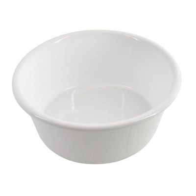 Tigela branca de plástico com superfície lisa