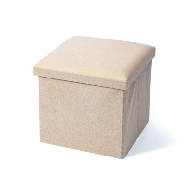 Caixa de arrumação cúbica bege com tampa almofadada
