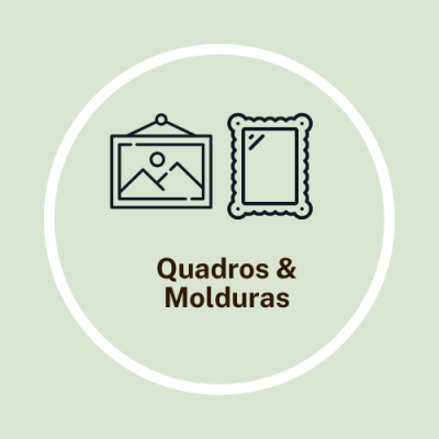 Ícones de quadro e espelho com texto Quadros & Molduras