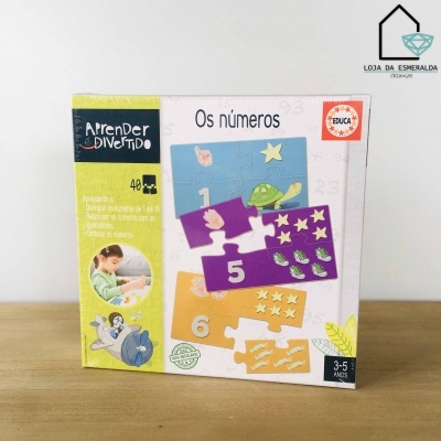 Jogo educativo de peças de encaixe 'Os números' com imagens de animais e números, para crianças 3-5 anos.