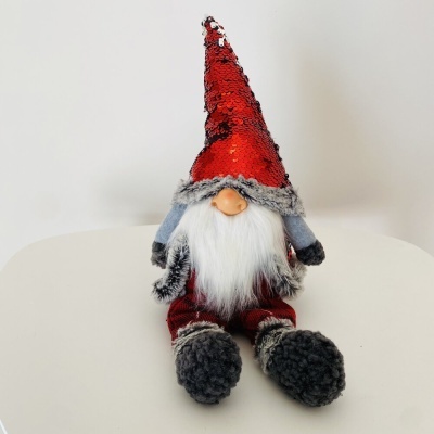 Boneco decorativo de Natal tipo gnomo com chapéu vermelho e barba branca