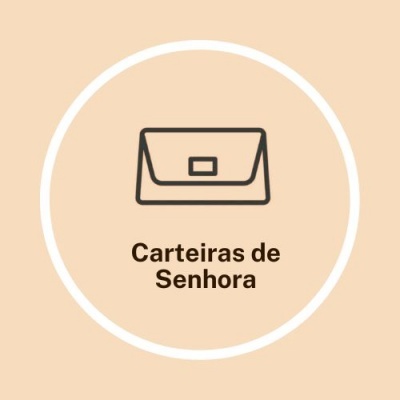 Ícone gráfico de carteira preta com texto 'Carteiras de Senhora'