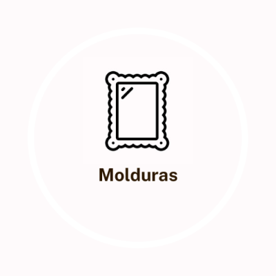 Ícone de moldura decorativa preta com a palavra Molduras