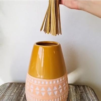 Jarra de Cerâmica Decorativa Étnica Mostarda