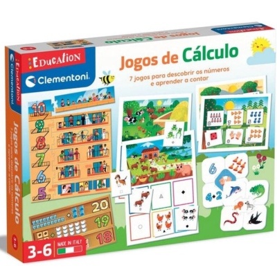 Caixa do jogo educativo Jogos de Cálculo para crianças com tabuleiros coloridos e números