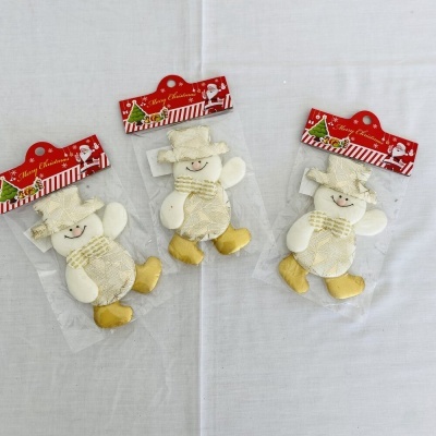 Enfeites Natal boneco de neve com chapéu e botas douradas embalados