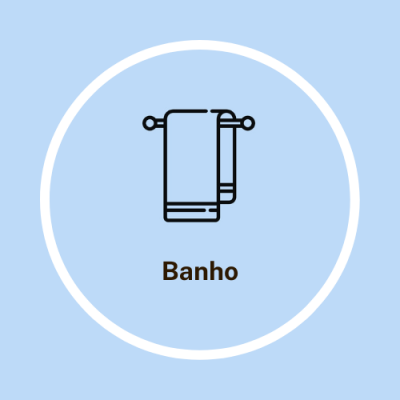 Ícone de toalhas penduradas com texto Banho
