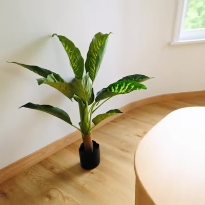 Planta Artificial Dieffenbachia em Vaso Preto