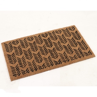 Tapete de entrada retangular castanho com padrão preto