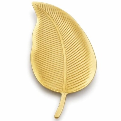 Prato decorativo em forma de folha dourada