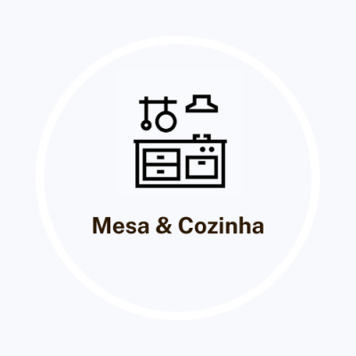 Ícone de cozinha com texto Mesa & Cozinha
