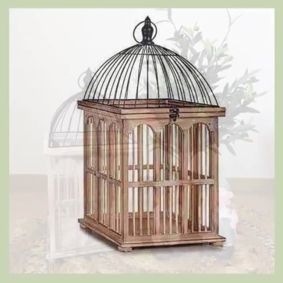 Gaiola Decorativa em Madeira e Metal