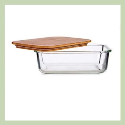 🥗 Recipiente de Vidro com Tampa de Bambu