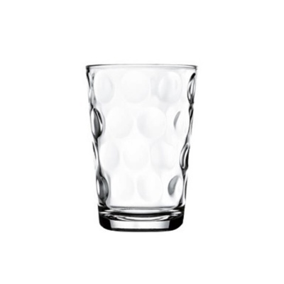 Copo alto de vidro transparente com padrão de círculos em relevo