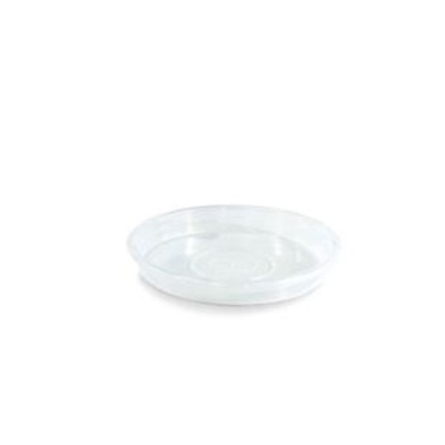 Prato redondo transparente de plástico com borda elevada