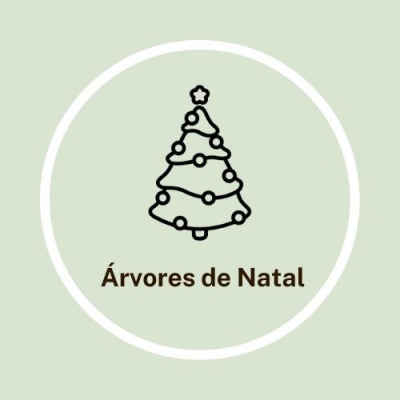 Ícone de árvore de Natal com texto 'Árvores de Natal'