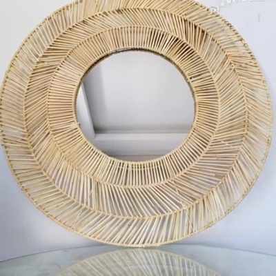 Espelho Redondo Decorativo com Moldura em Rattan – Estilo Natural e Moderno