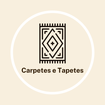 Ícone de tapete com padrão geométrico e texto Carpetes e Tapetes